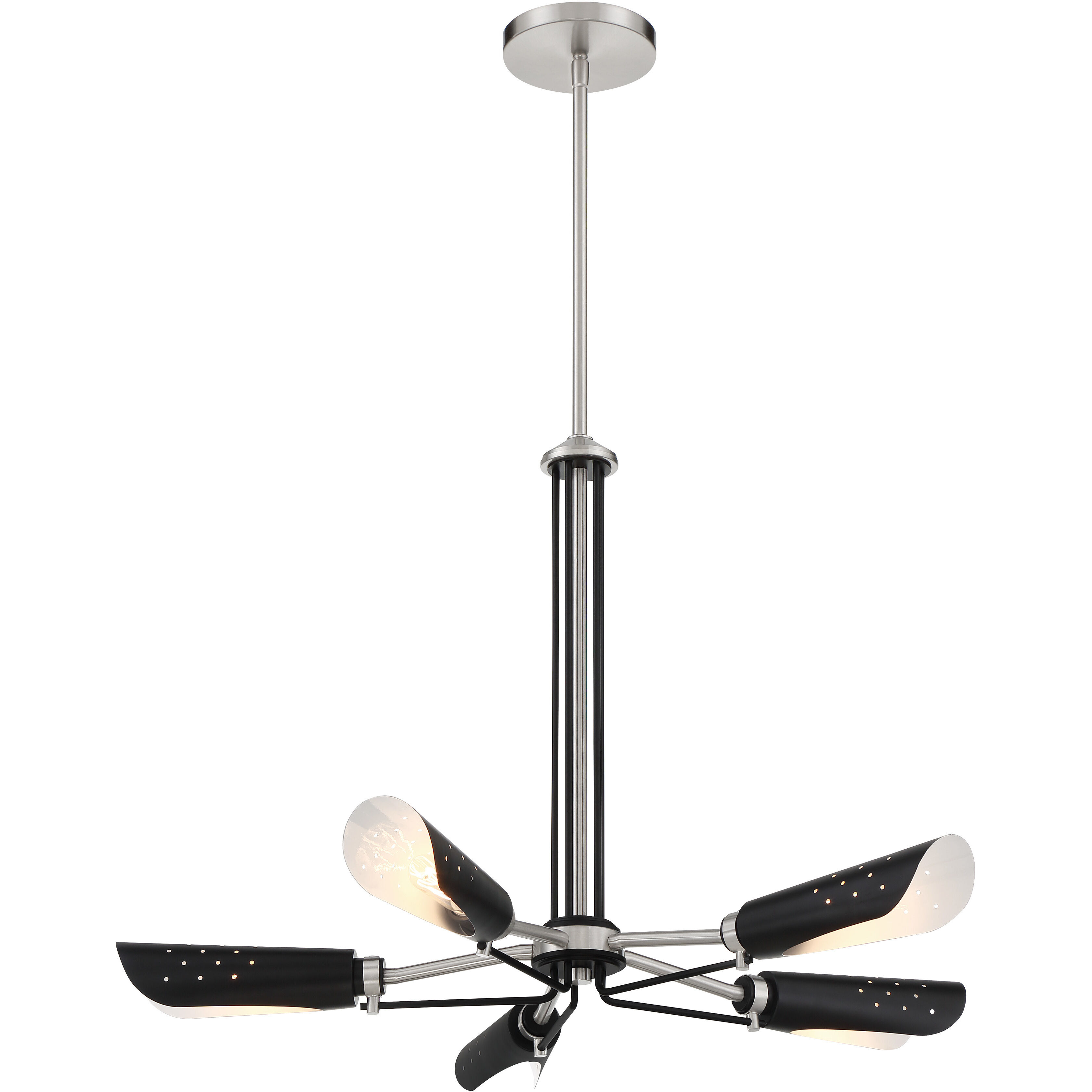 Turbine 5 Light 28 inch Coal With Brushed Nickel Chandelier Ceiling Light