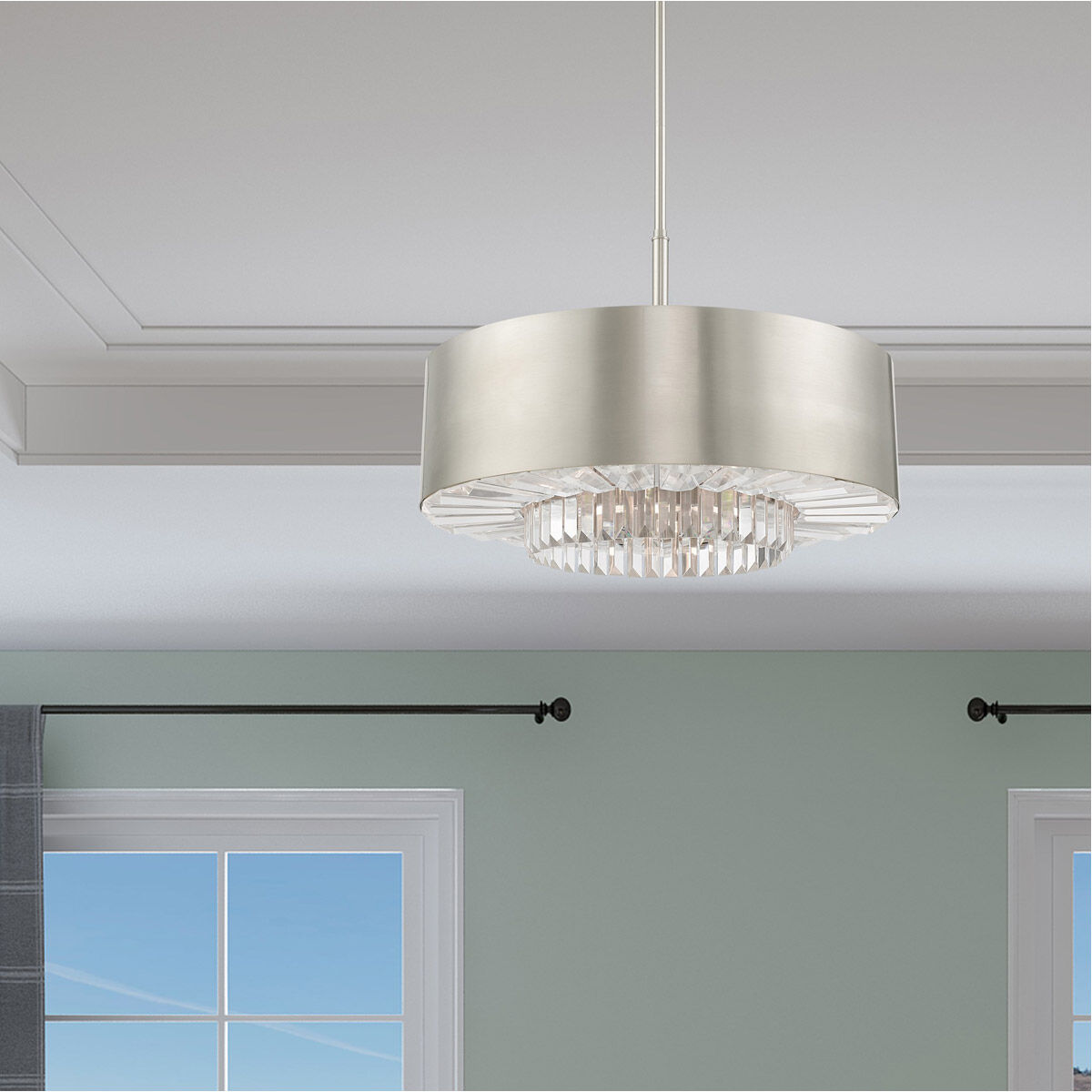 Madison 6 Light 24 inch Brushed Nickel Pendant Chandelier Ceiling Light