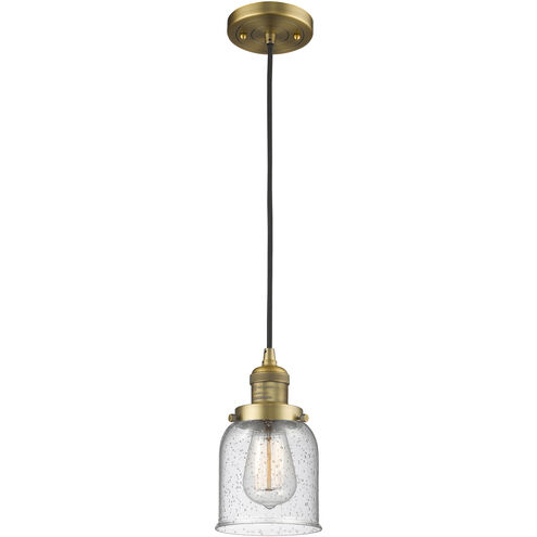 Franklin Restoration Bell 1 Light 5 inch Brushed Brass Mini Pendant Ceiling Light in Incandescent, Seedy, Franklin Restoration