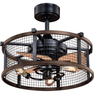 Humboldt 21 inch Oil Rubbed Bronze and Burnished Teak with Anigre Blades Indoor/Outdoor Ceiling Fan, Integrated Dimmable Remote