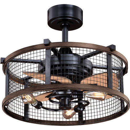 Humboldt 21 inch Oil Rubbed Bronze and Burnished Teak with Anigre Blades Ceiling Fan, Integrated Dimmable Remote