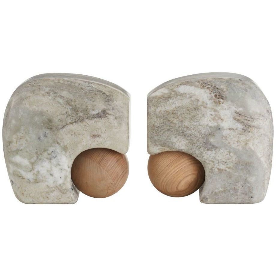 Melt 16 inch Gray and Natural Oak Wood Bookends, Set of 2