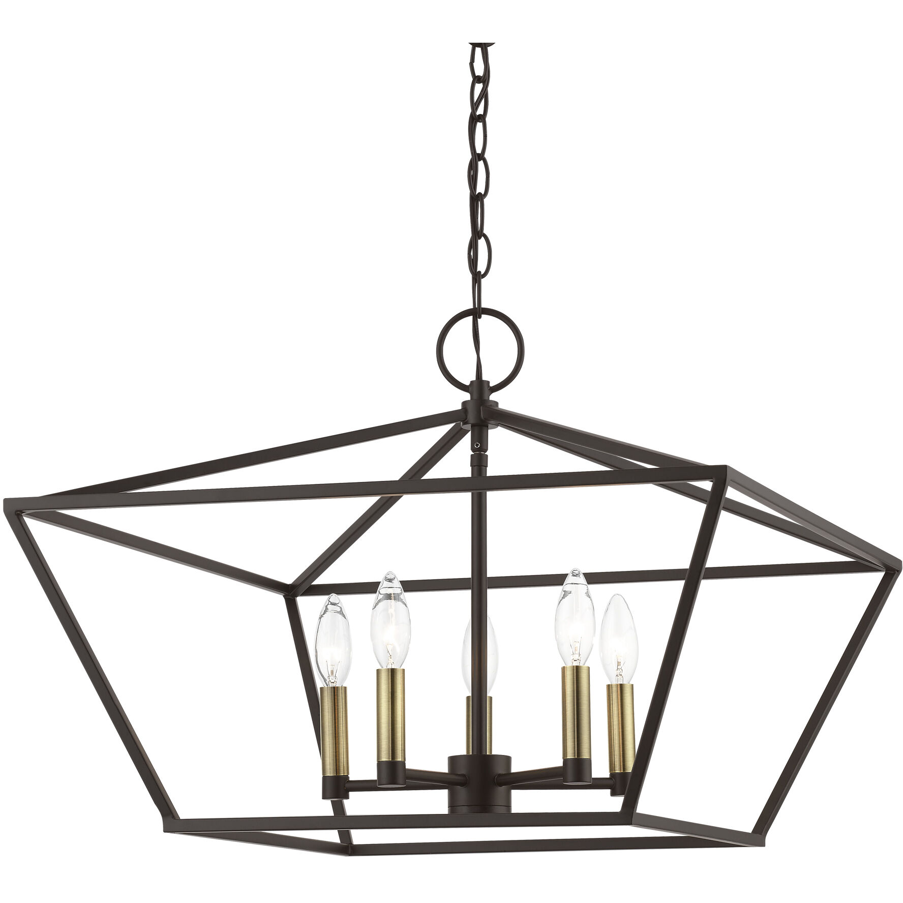 Devone 5 Light 22 inch Bronze with Antique Brass Accents Chandelier Ceiling Light