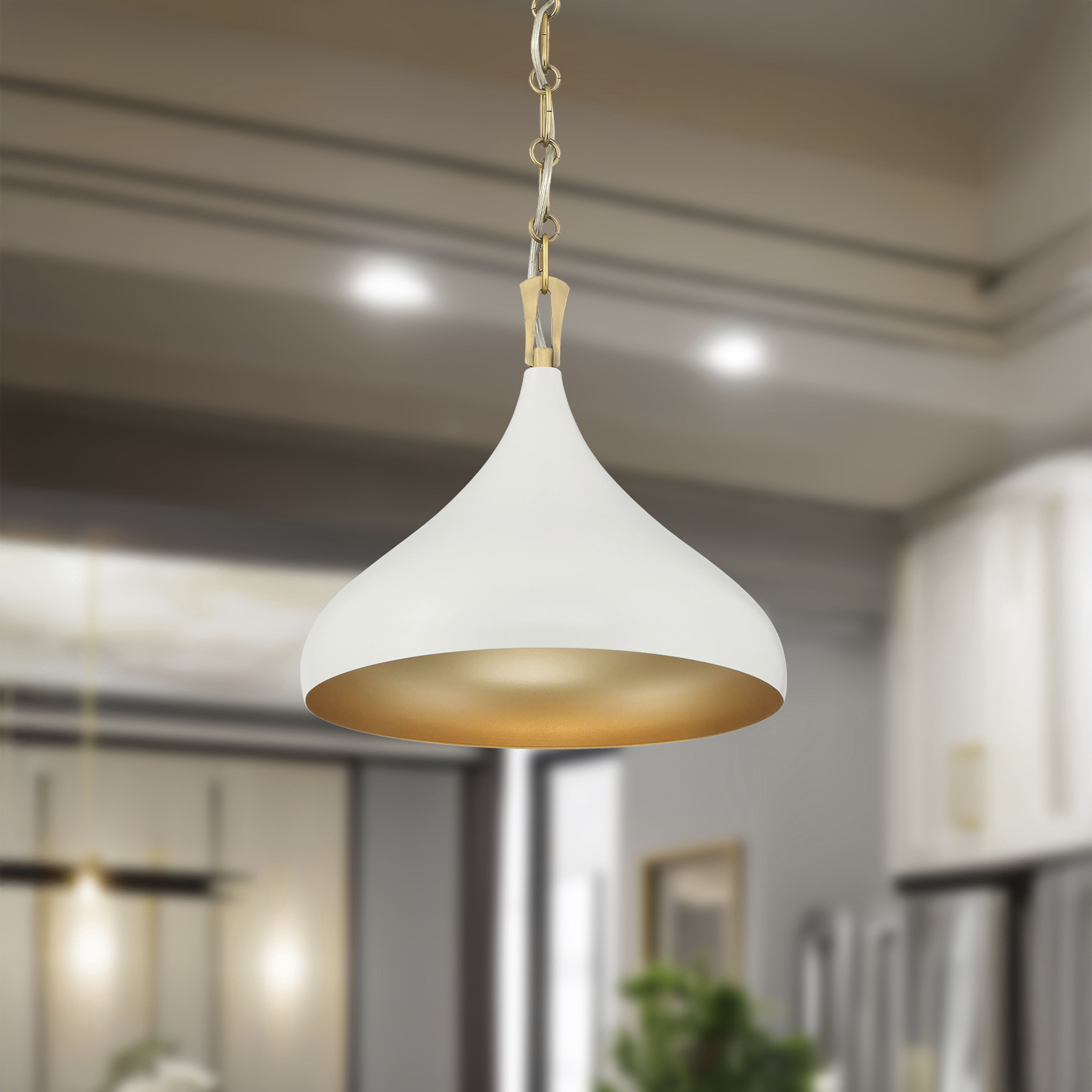 Cedar Lane 1 Light 12.75 inch Legacy Brass and Off White Cream Pendant Ceiling Light