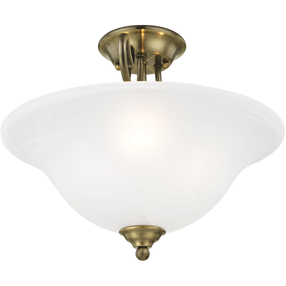 Coronado 3 Light 19 inch Antique Brass Semi-Flush Mount Ceiling Light