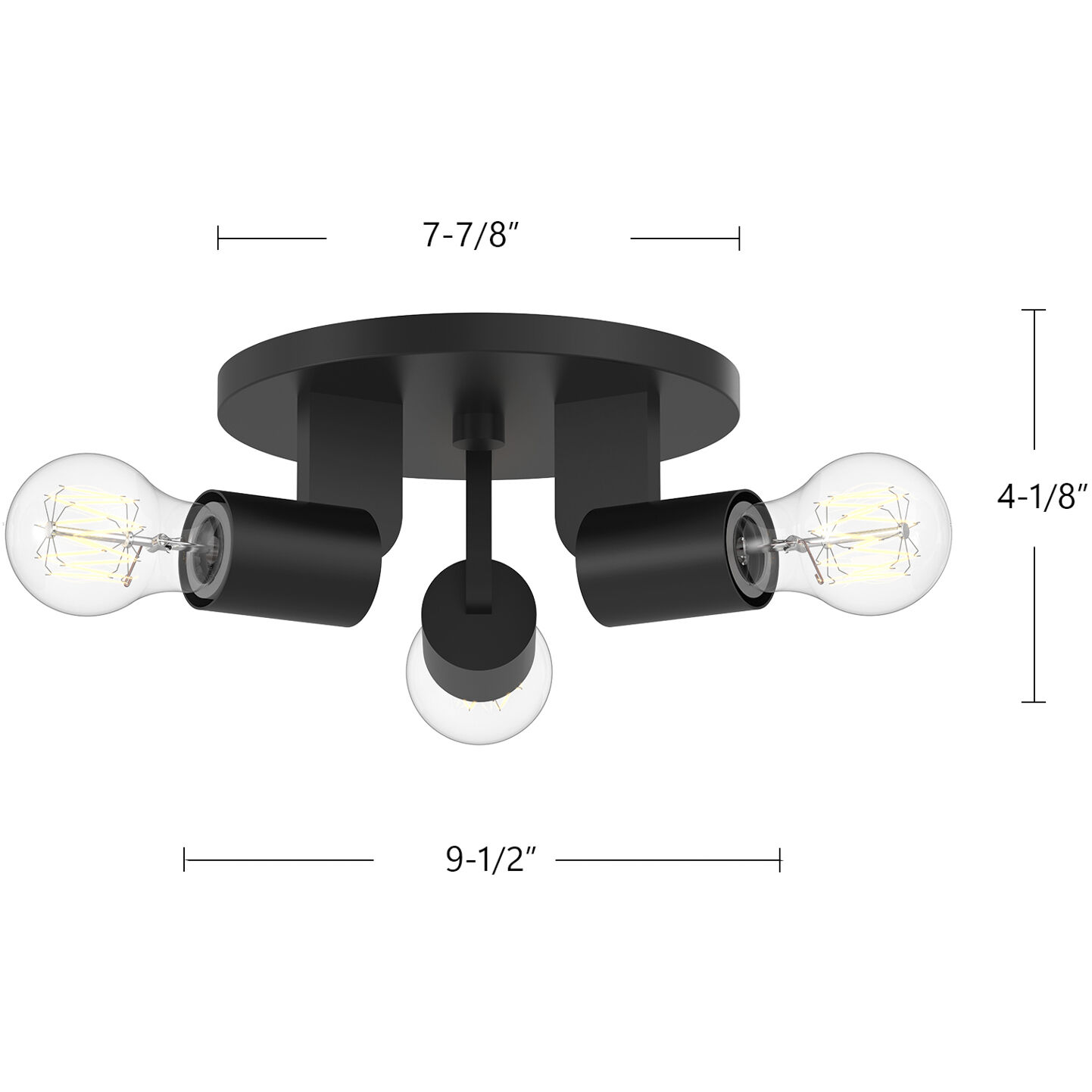 Alora Mood Claire 3 Light 9.5 inch Matte Black Semi-Flush Mount Ceiling Light