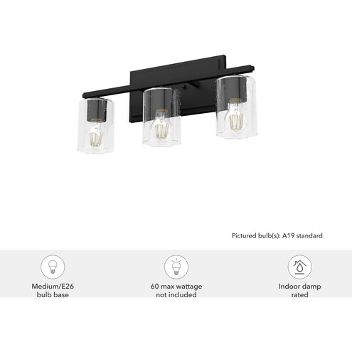 Kerrison 3 Light 21 inch Natural Black Iron Vanity Light Wall Light