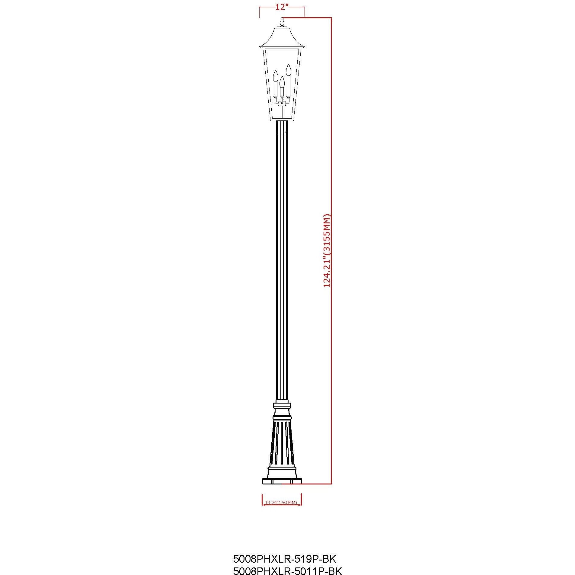 Gannon 3 Light 125.5 inch Black Outdoor Post Mounted Fixture in G9