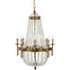 Frosted Crystal Bead 8 Light 28 inch Antique Gold Chandelier Ceiling Light