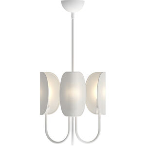 Alora Mood Hera 15 inch Matte White Chandelier Ceiling Light in White and White Cotton Fabric 