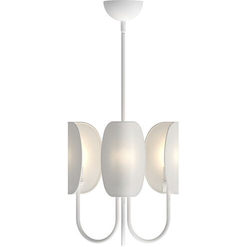 Alora Mood Hera 15 inch Matte White Chandelier Ceiling Light in White and White Cotton Fabric 