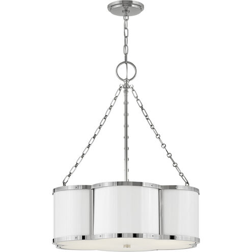 Chance 3 Light 22 inch Polished Nickel with Polished White Indoor Chandelier Ceiling Light