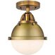 Nouveau 2 Hampden 1 Light 7.25 inch Brushed Brass Semi-Flush Mount Ceiling Light in Matte White Glass