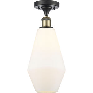 Ballston Cindyrella LED 7 inch Black Antique Brass Semi-Flush Mount Ceiling Light in Matte White Glass