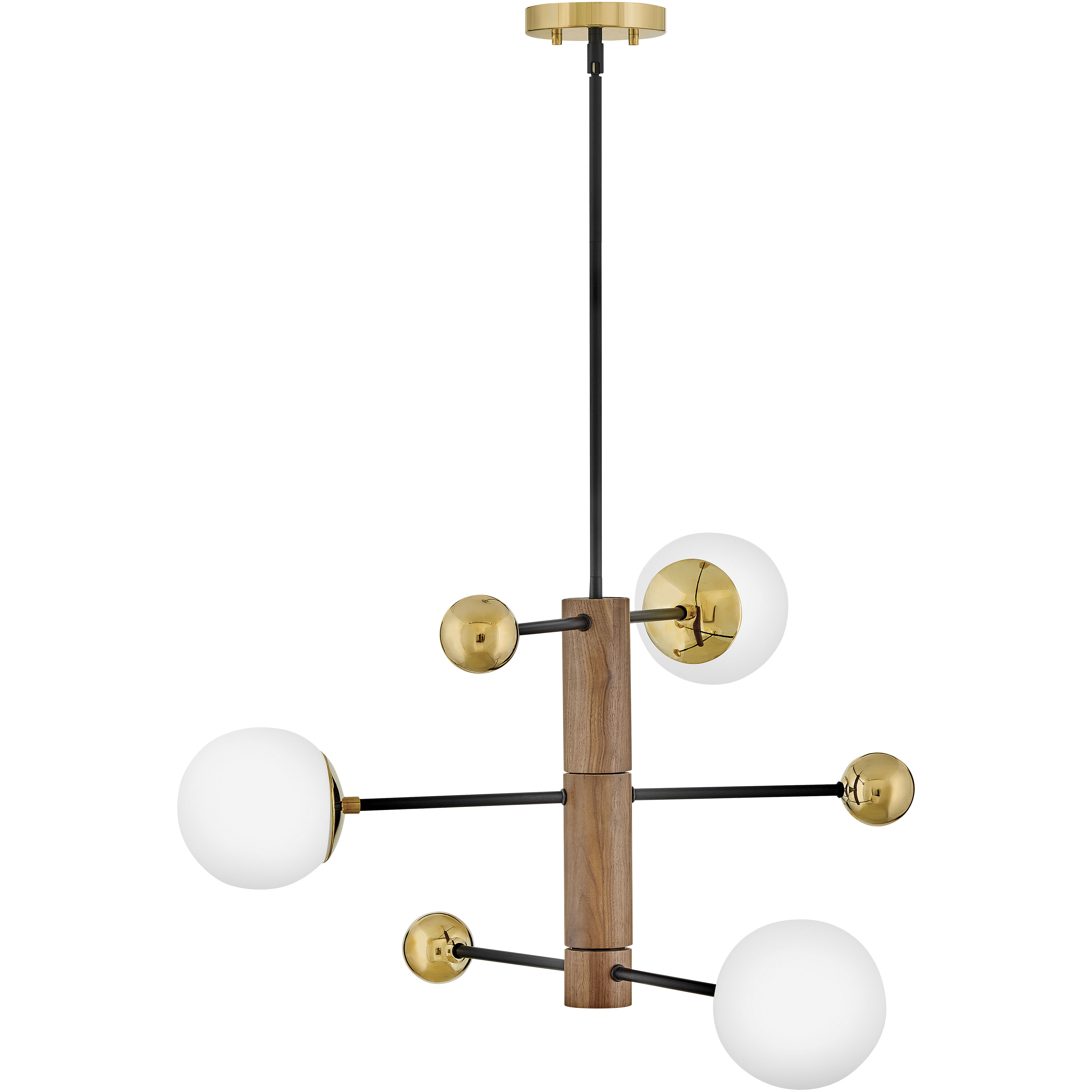 Auggie 3 Light 30.75 inch Bright Brass with Walnut Chandelier Ceiling Light