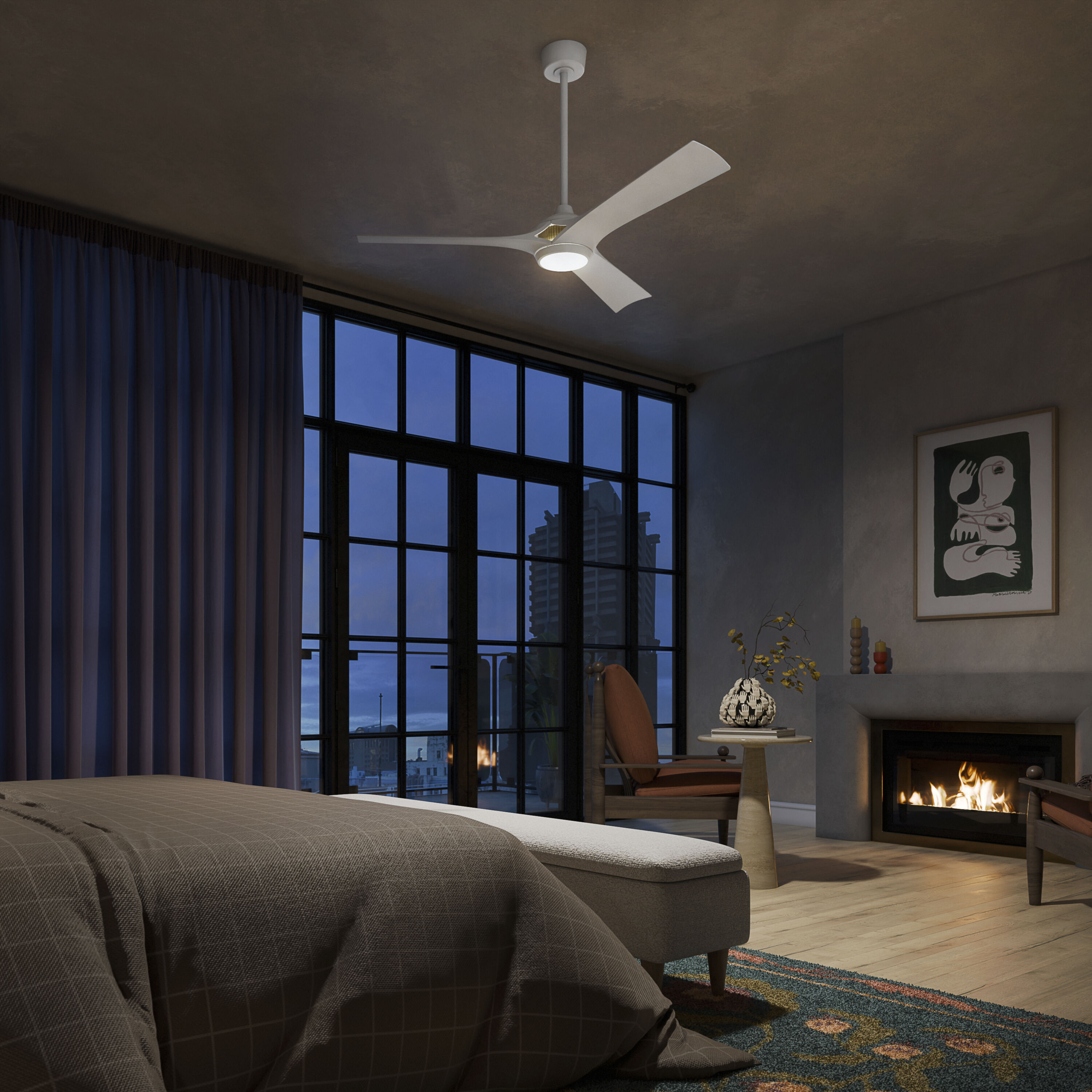 Veetra 56 inch Matte White Ceiling Fan