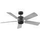 Afton 52 inch Matte Black with Matte Black, Silver Blades Fan