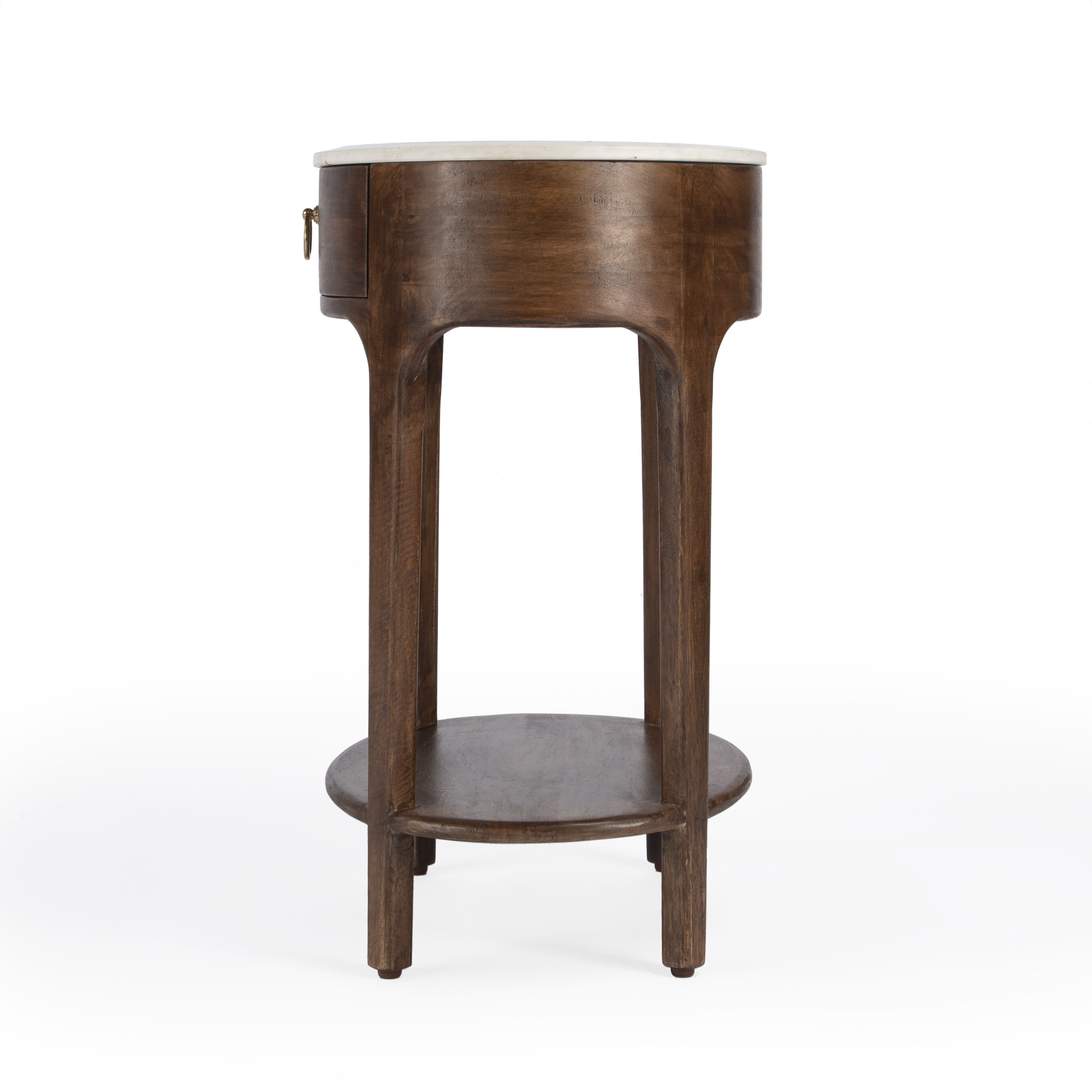 Ellen Marble Nightstand in Medium Brown