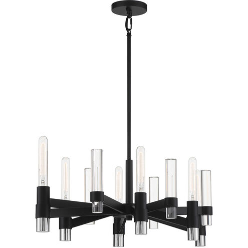 Windamere 6 Light 36 inch Textured Black with Polished Nickel Linear Chandelier Ceiling Light