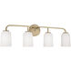 Lawson 4 Light 32.25 inch Aged Brass Vanity Light Wall Light