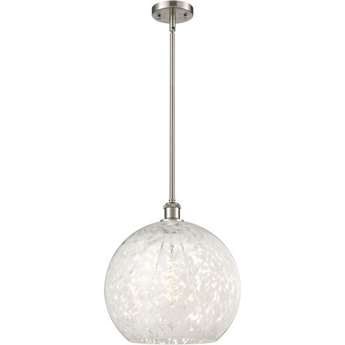 Ballston White Mouchette 1 Light 13.75 inch Brushed Satin Nickel Stem Hung Pendant Ceiling Light