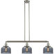 Franklin Restoration Large Bell LED 41 inch Brushed Satin Nickel Island Light Ceiling Light in Plated Smoke Glass, Franklin Restoration