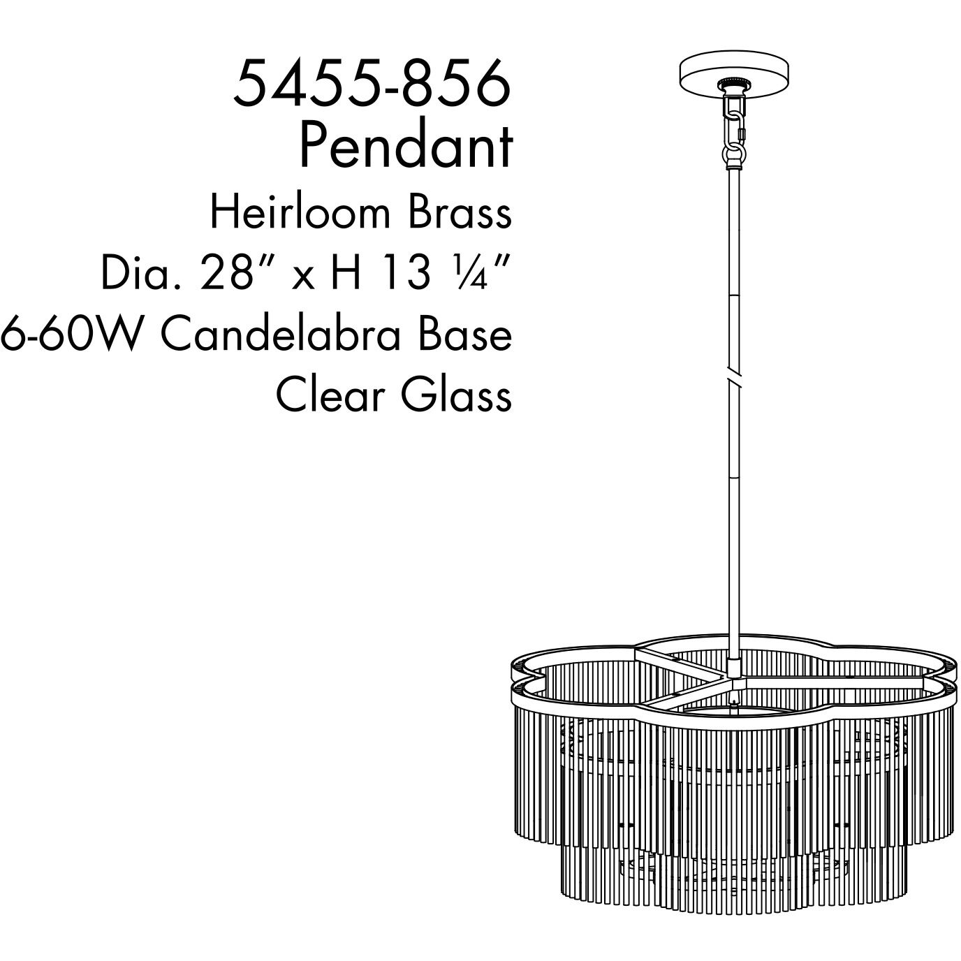 Azura 6 Light 28 inch Heirloom Brass Scalloped Pendant Ceiling Light