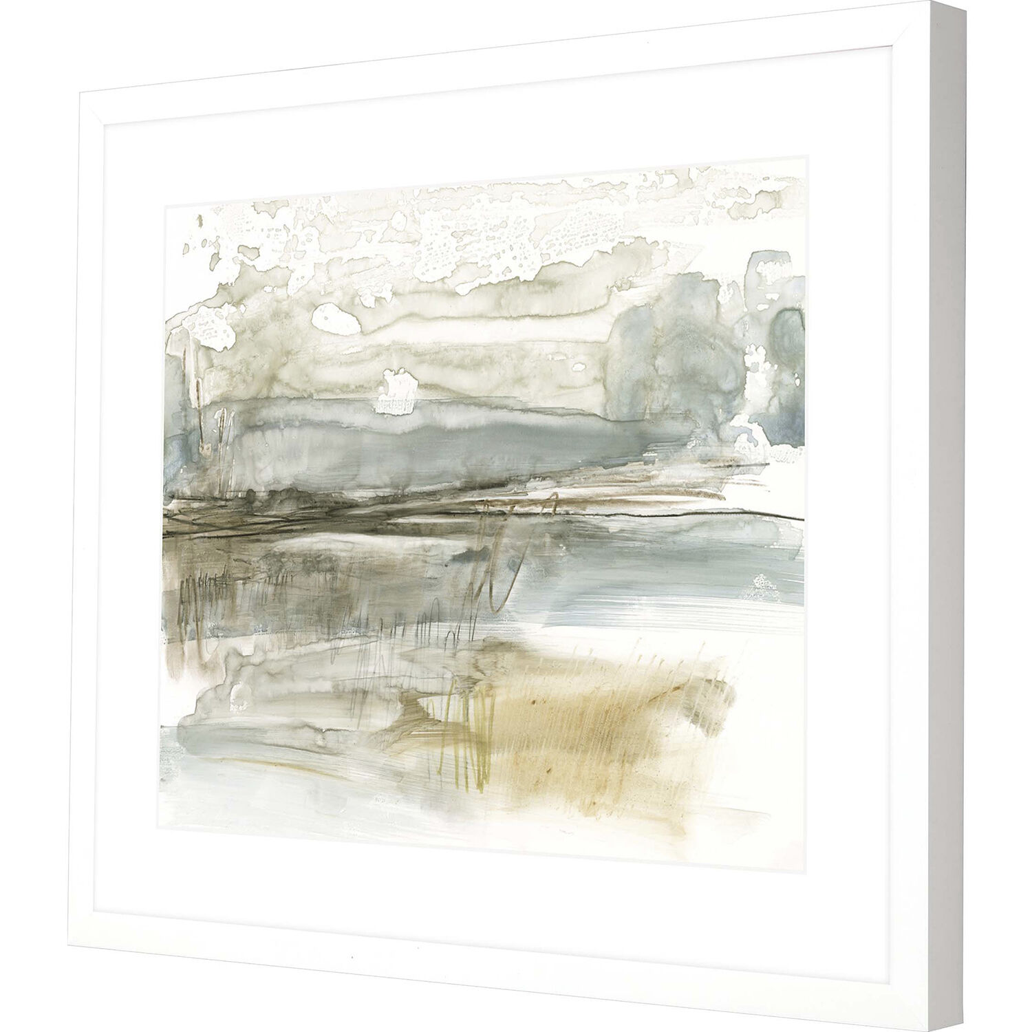 Stark Landscape Blue and Beige and Green and White Framed Art
