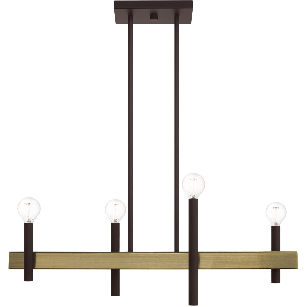 Denmark 4 Light 7.25 inch Bronze with Antique Brass Accents Chandelier Ceiling Light