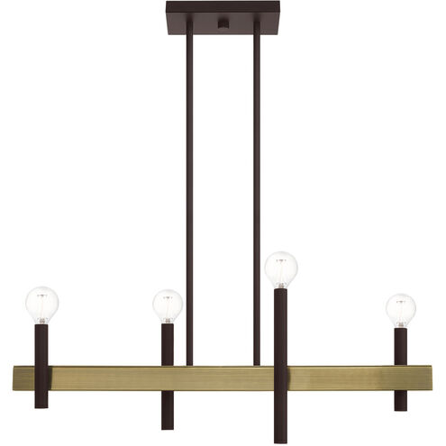 Denmark 4 Light 7 inch Bronze with Antique Brass Accents Chandelier Ceiling Light