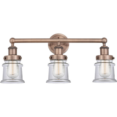 Canton 3 Light 23.25 inch Antique Copper Bath Vanity Light Wall Light in Clear