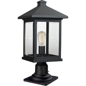 Portland 1 Light 21 inch Black Outdoor Pier Mounted Fixture in Clear Beveled Glass, 6.26