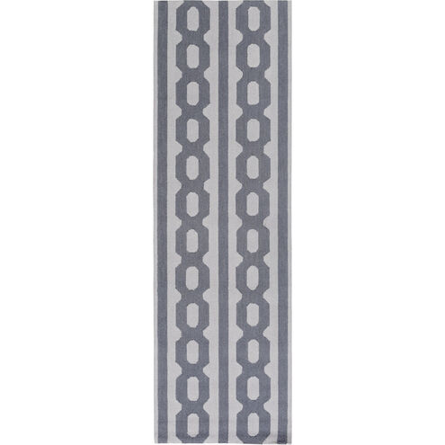 Lockhart 96 X 30 inch Blue and Gray Runner, Wool