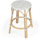 Tobias Rattan Round 24" Counter Stool in White and Gray Dot