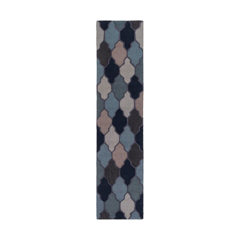 Pollack 60 X 36 inch Navy/Charcoal/Taupe/Light Gray/Aqua Rugs, Rectangle