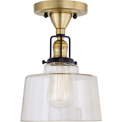 Nob Hill 1 Light 7 inch Satin Brass and Black Flush Ceiling Mount Ceiling Light