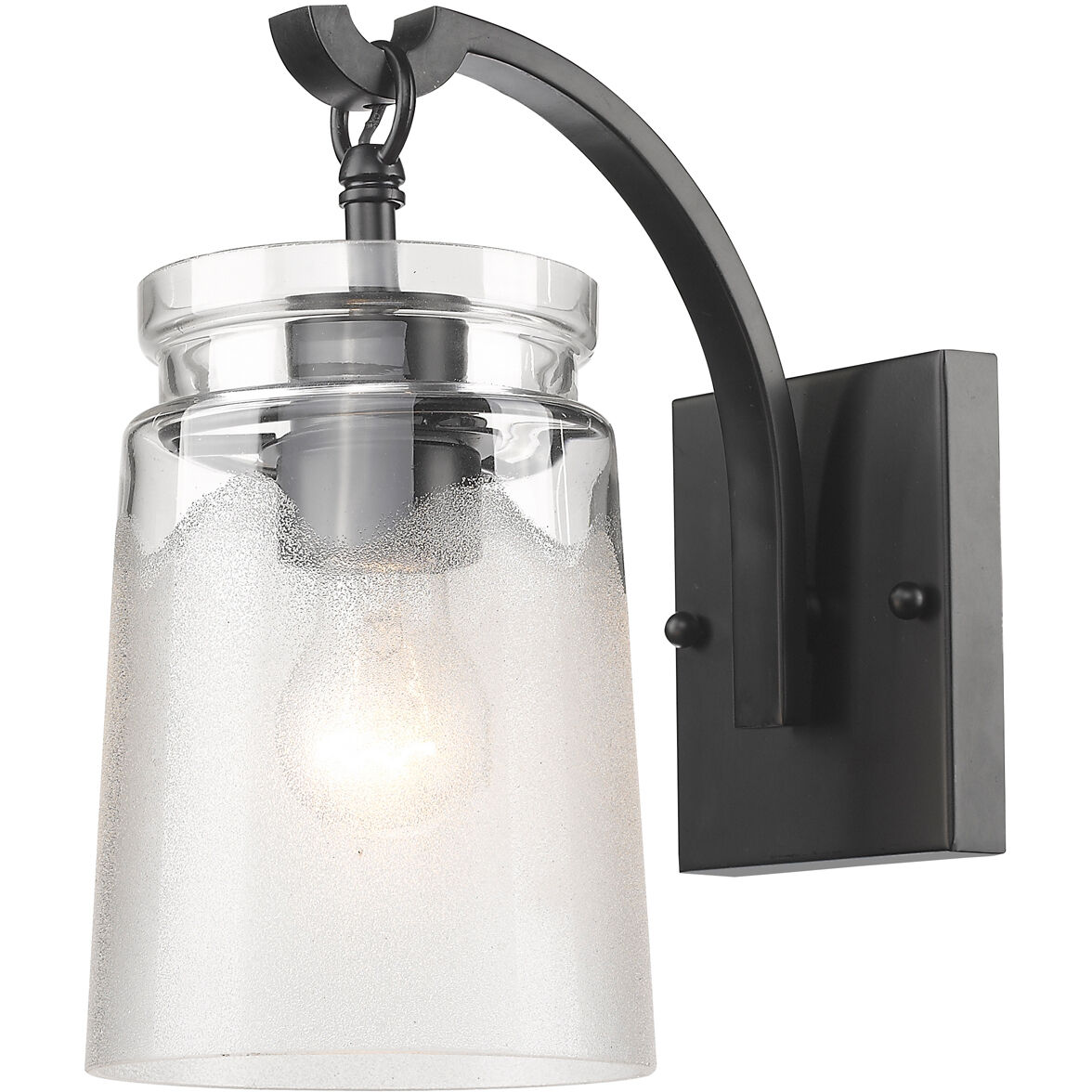 Travers 1 Light 5.5 inch Matte Black Wall Sconce Wall Light in Clear Frosted Artisan, Damp