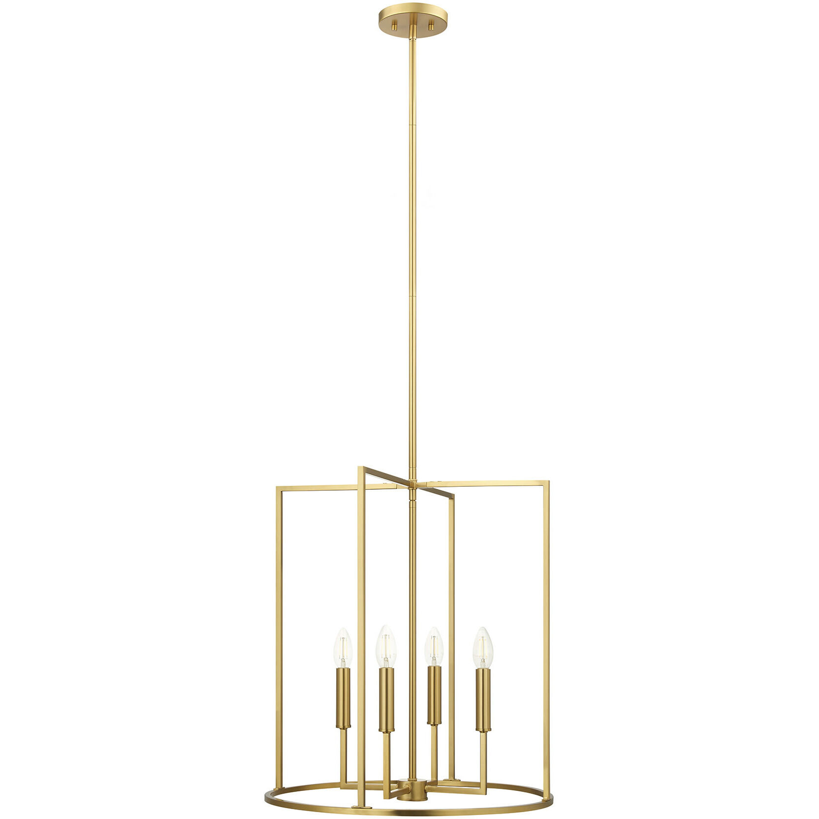 Modern 4 Light 19 inch Natural Brass Pendant Ceiling Light