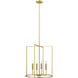 Modern 4 Light 19 inch Natural Brass Pendant Ceiling Light