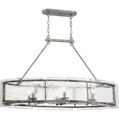 Fortress 6 Light 39 inch Mottled Silver Island Chandelier Ceiling Light