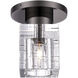 Rotterdam 1 Light 7 inch Black Chrome Crystal Semi-Flush Ceiling Light