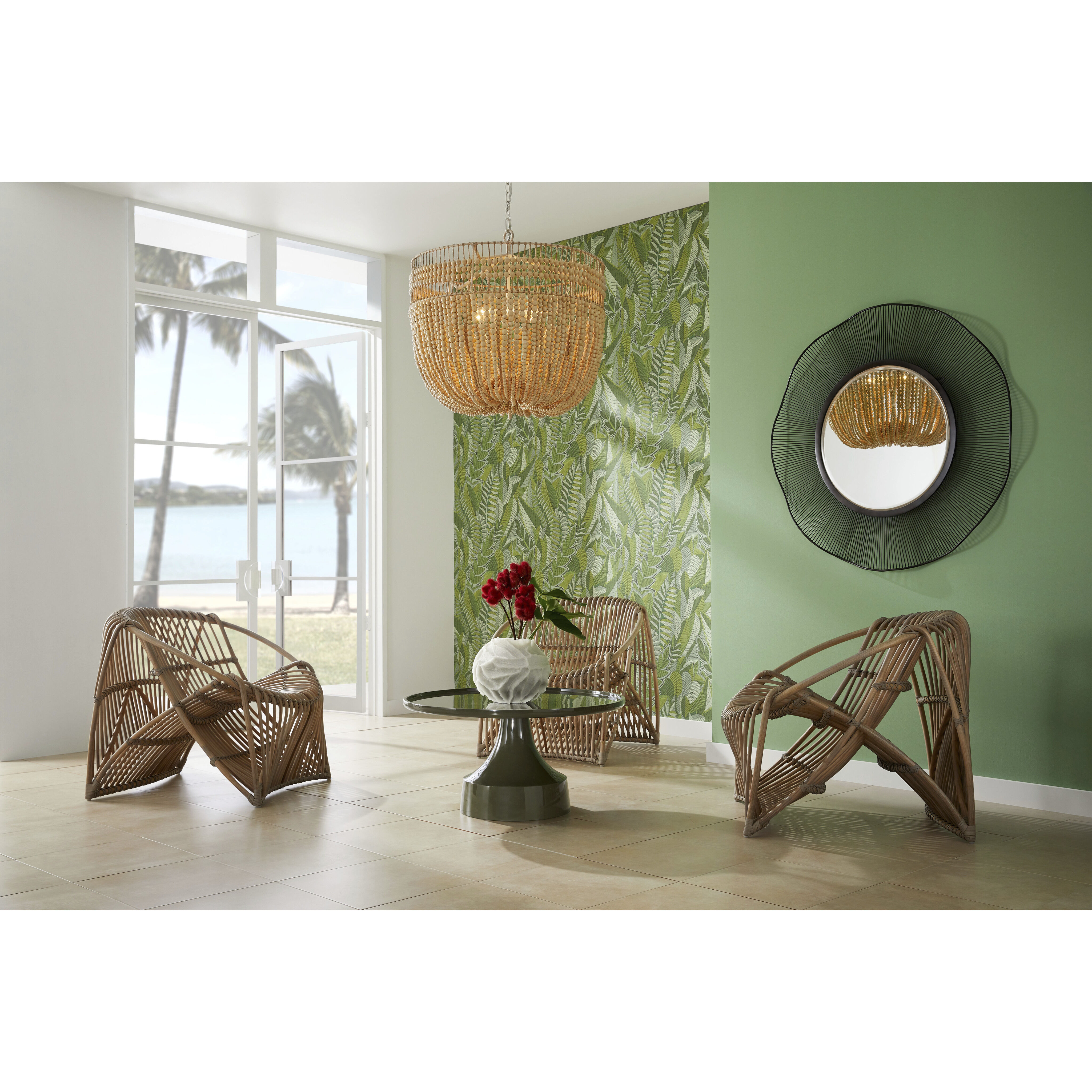 Nina 6 Light 28 inch Natural and White Chandelier Ceiling Light