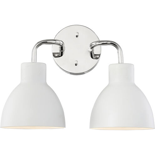 Sloan 2 Light 14 inch Polished Nickel and White Vanity Light Wall Light