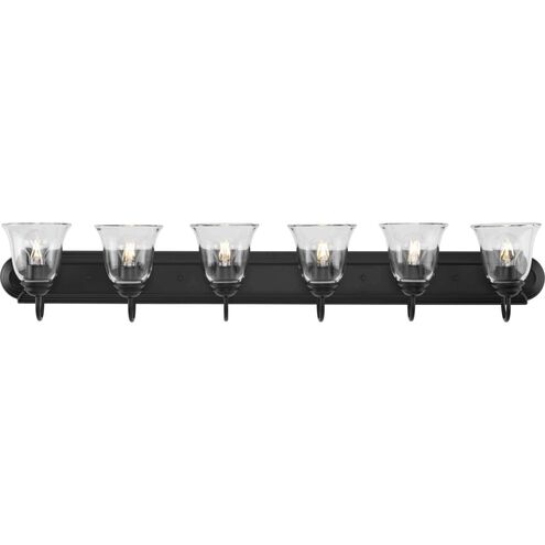 Clear Glass 6 Light 48 inch Matte Black Vanity Light Wall Light
