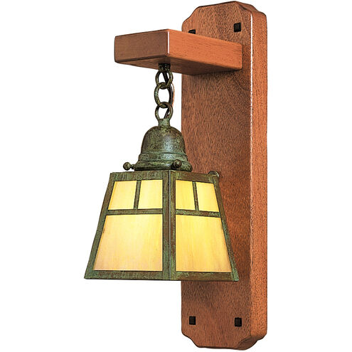 A-line 1 Light 4.75 inch Verdigris Patina Wall Mount Wall Light in Gold White Iridescent, T-Bar Overlay