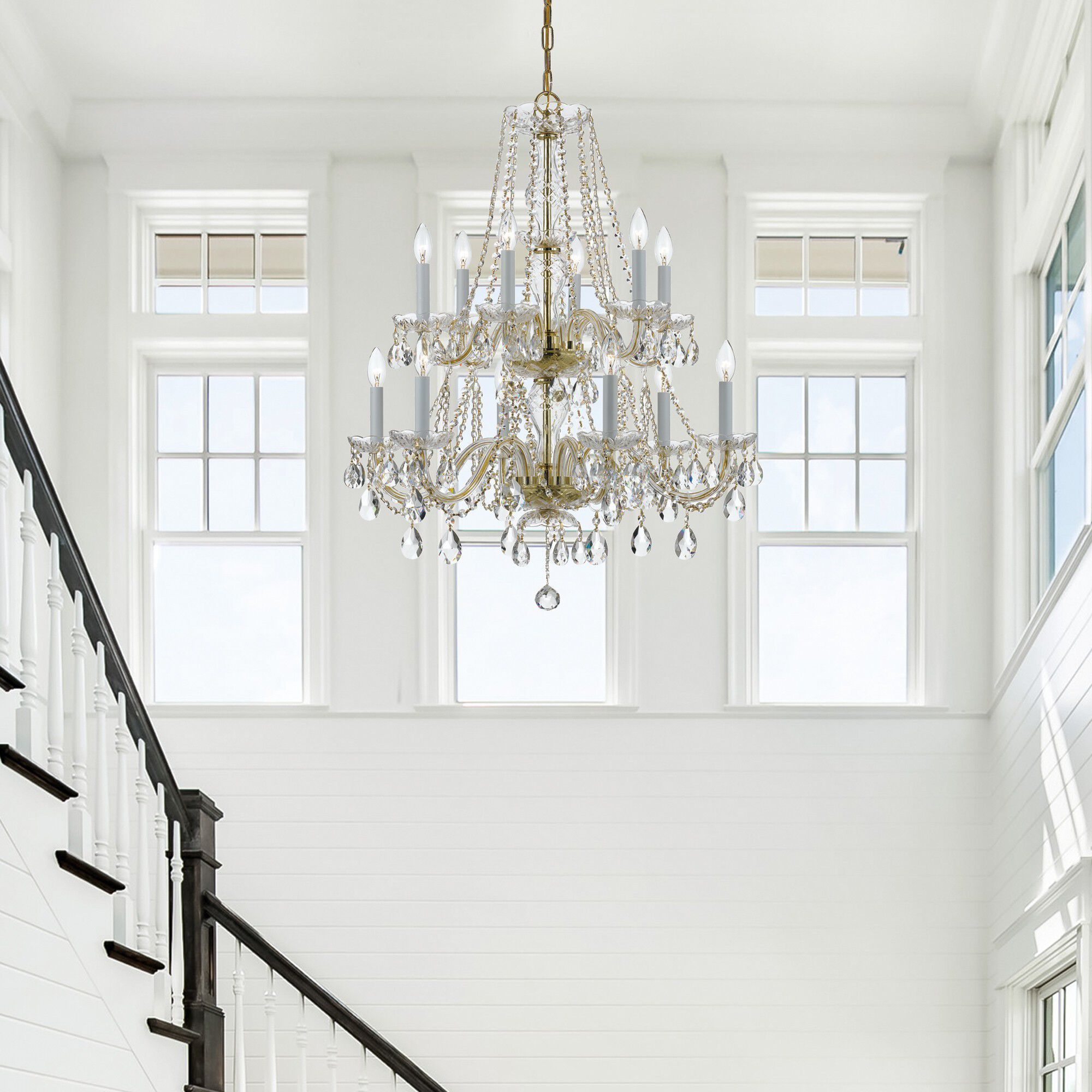 Traditional Crystal 12 Light 26.5 inch Polished Brass Chandelier Ceiling Light in Clear Hand Cut