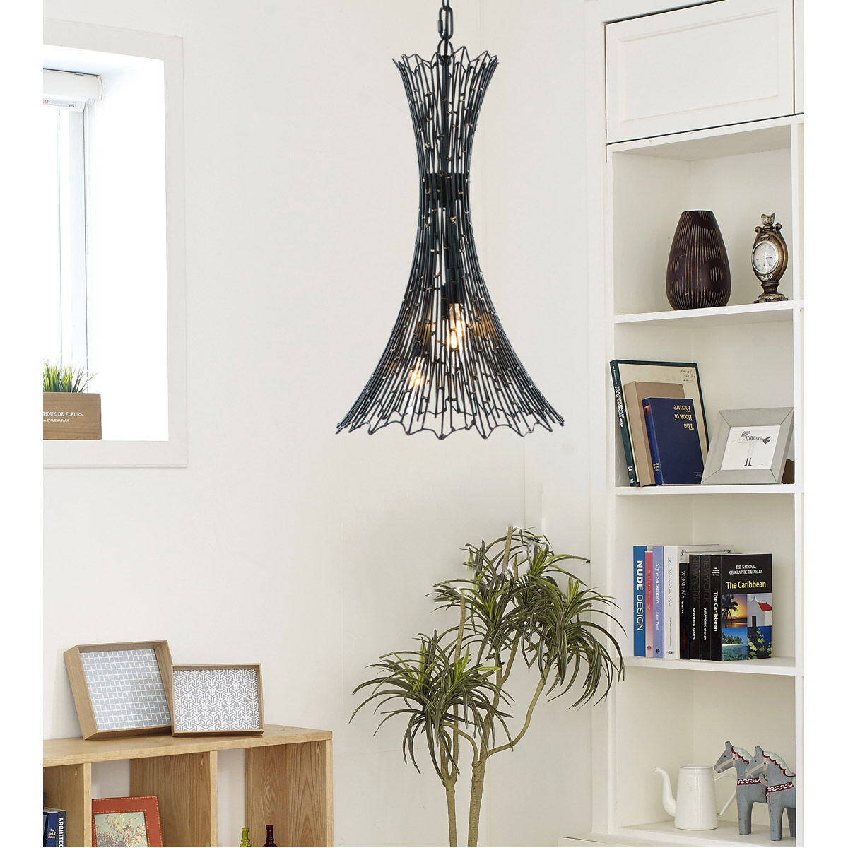 Rikki 3 Light 13 inch Carbon and Aged Gold Pendant Ceiling Light