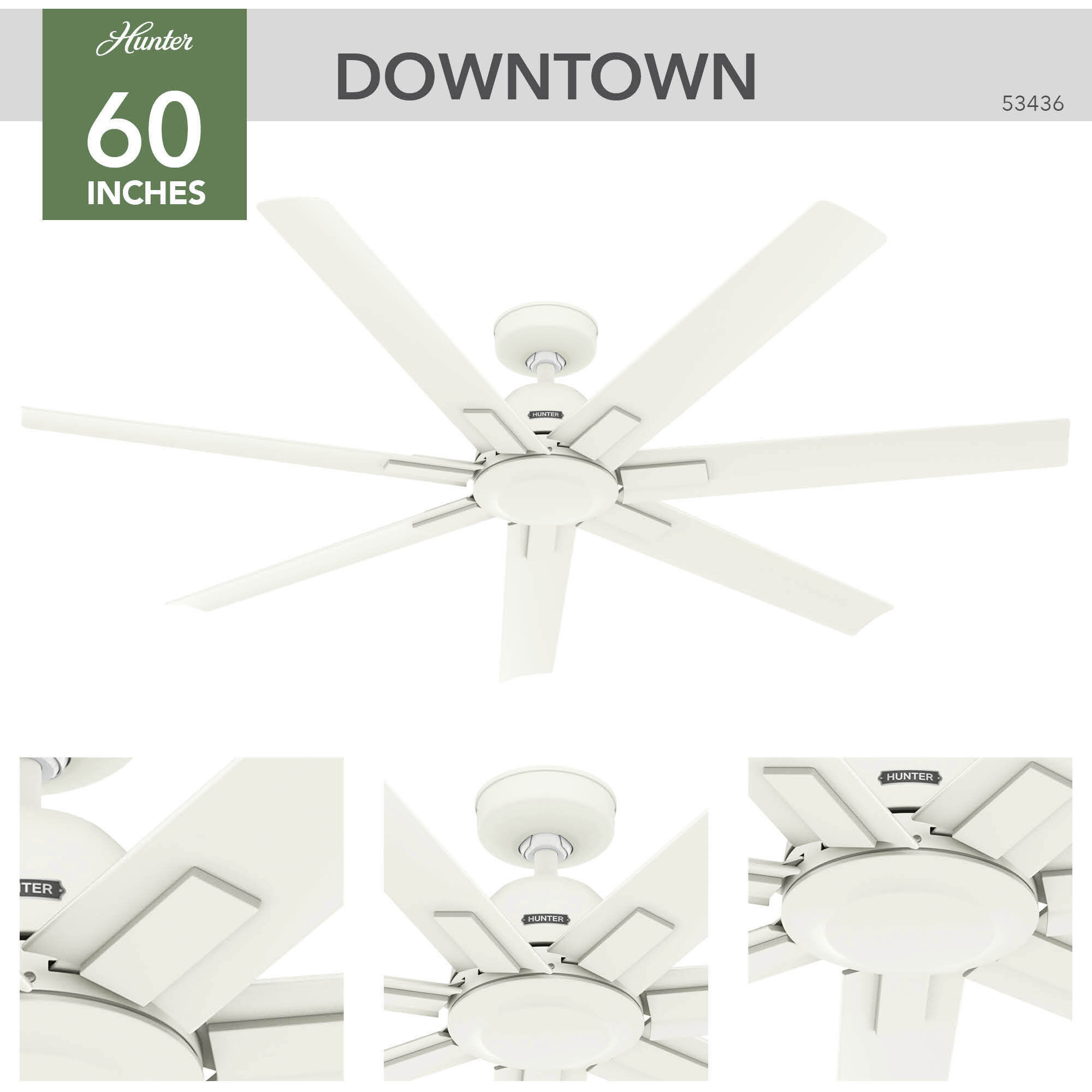 Downtown 60 inch Matte White Outdoor Ceiling Fan