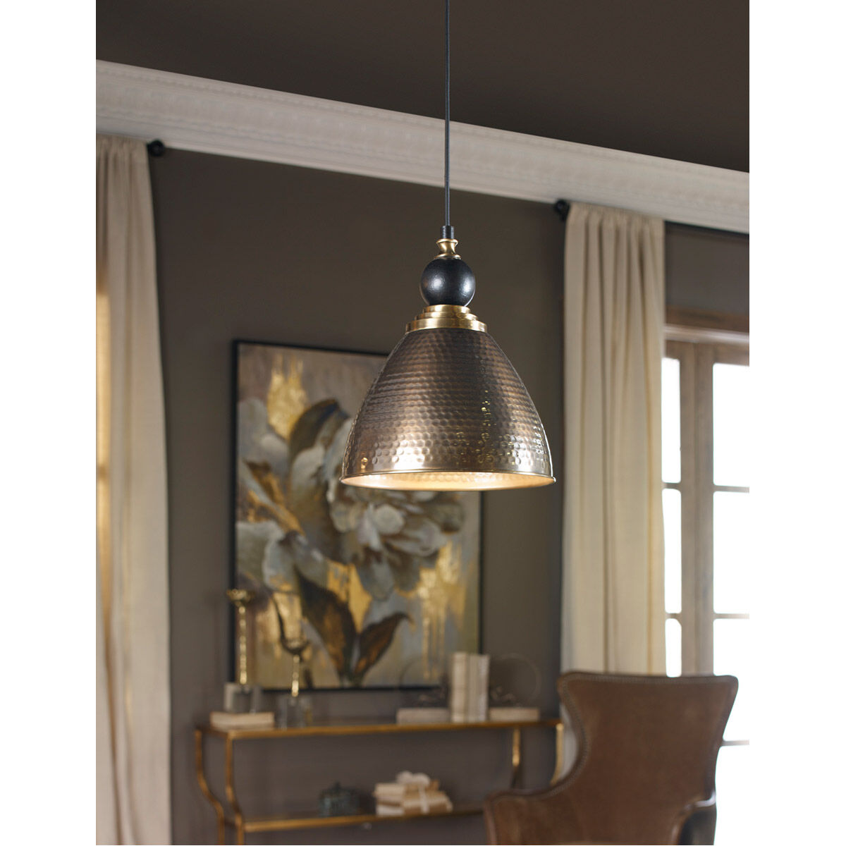 Adastra 1 Light 12 inch Antique Brass Pendant Ceiling Light