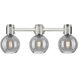 Downtown Urban Lawton Sphere 3 Light 24 inch Brushed Satin Nickel Bath Vanity Light Wall Light in Light Smoke Glass